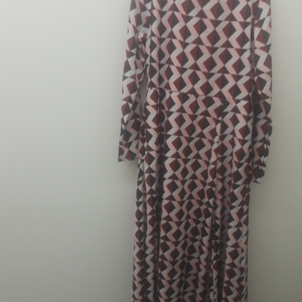 HDY Haoduoyi Women PiNK RED Geometric print Midi Dress XXL - Picture 10 of 13